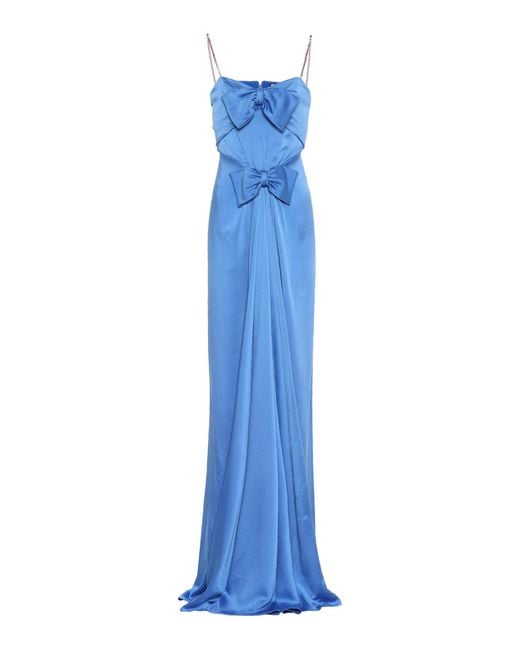 Gucci Blue Embellished Satin Gown