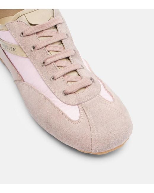 McQueen Pink Boxe Suede And Leather Sneakers