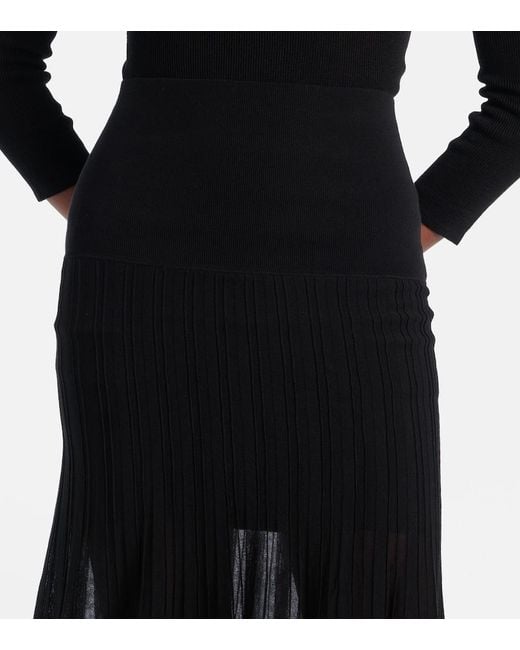 Isabel Marant Black Ezra Pleated Semi-Sheer Crepe Skirt