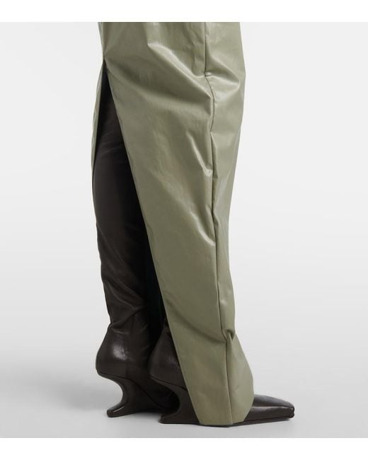 Rick Owens Green Prong Cut-Out Coated Denim Gown