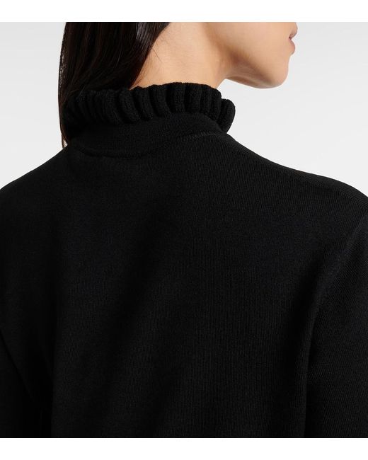 Alexander McQueen Black Scalloped Wool-Blend Sweater