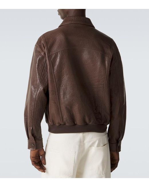 FRAME Brown Leather Bomber Jacket for men