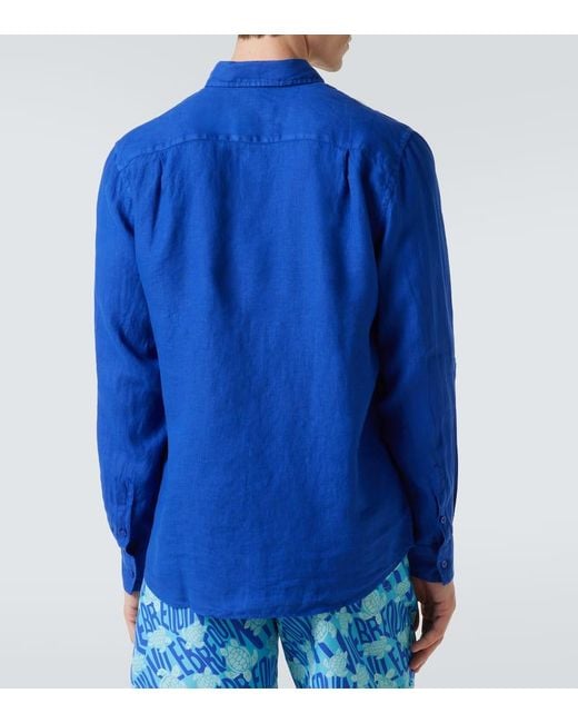 Vilebrequin Blue Linen Shirt for men