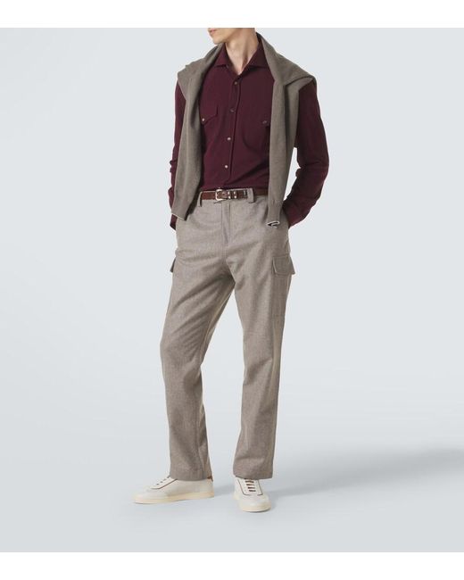Brunello Cucinelli Gray Wool Tapered Pants for men