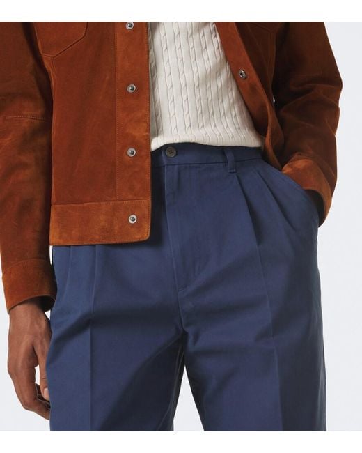 Dunhill Blue Cotton Twill Straight Chinos for men