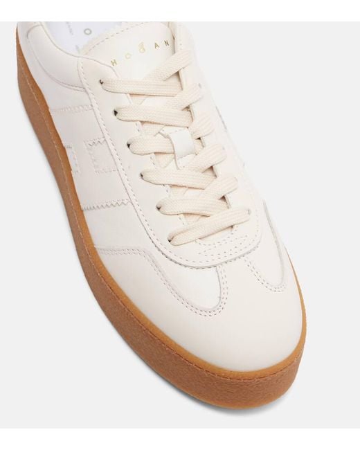 Hogan White H681 Leather Platform Sneakers