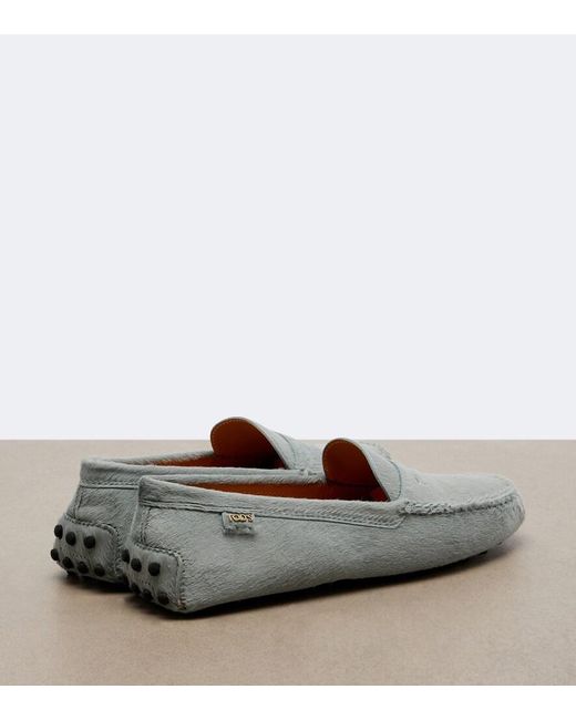 Tod's White Gommino Calf Hair Driving Shoes