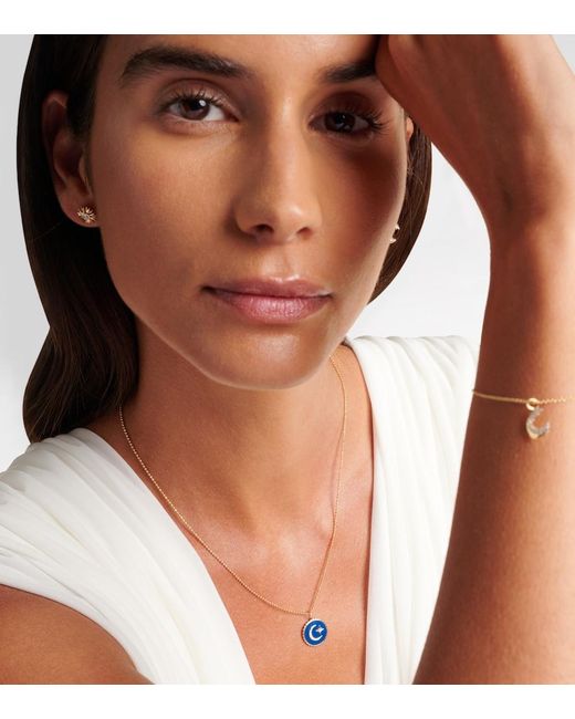 Sydney Evan White Celestial Medallion 14Kt Chain Necklace With Diamonds