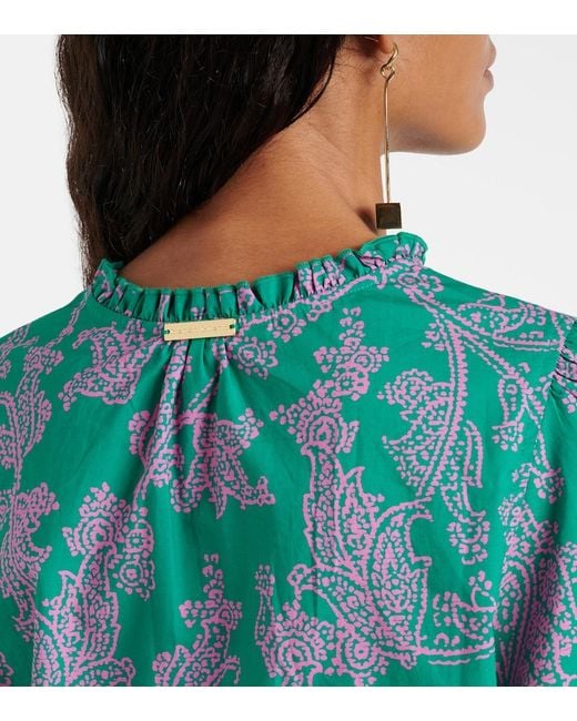 Heidi Klein Blue Santa Rosa Paisley Cotton-Blend Maxi Dress