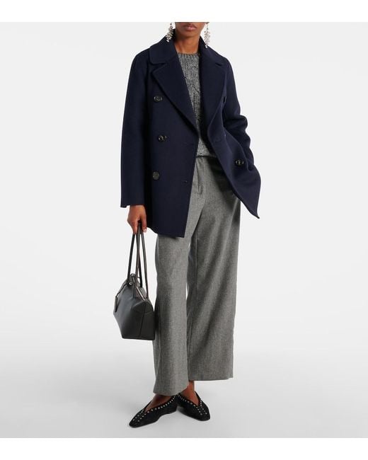 Max Mara Gray Floria Virgin Wool Straight Pants
