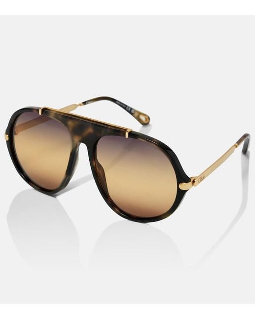 Chloé Brown Aly Combi Aviator Sunglasses