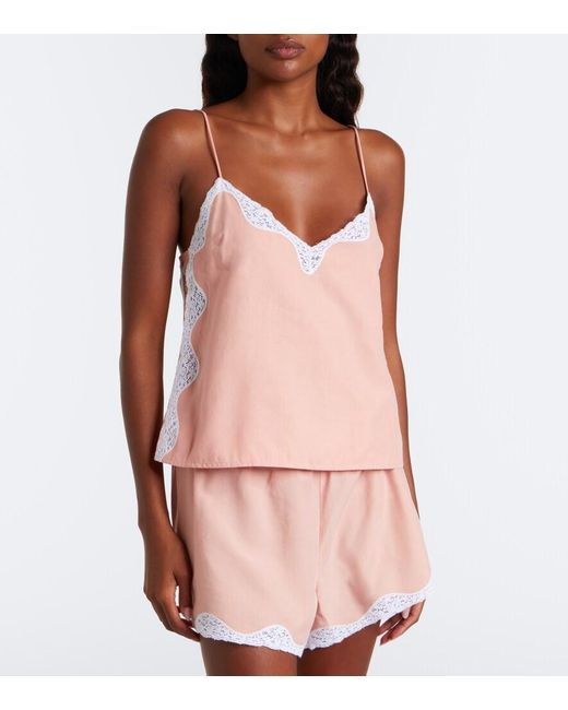 Posse Pink Tabitha Lace-Trimmed Top
