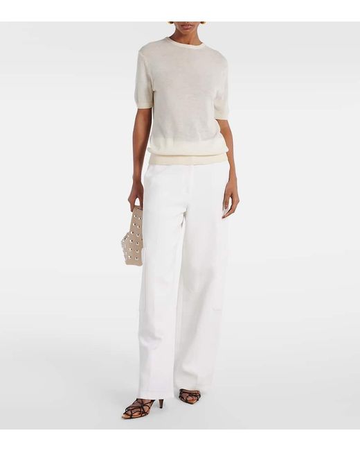 Khaite White Pierre Cashmere-Blend Top