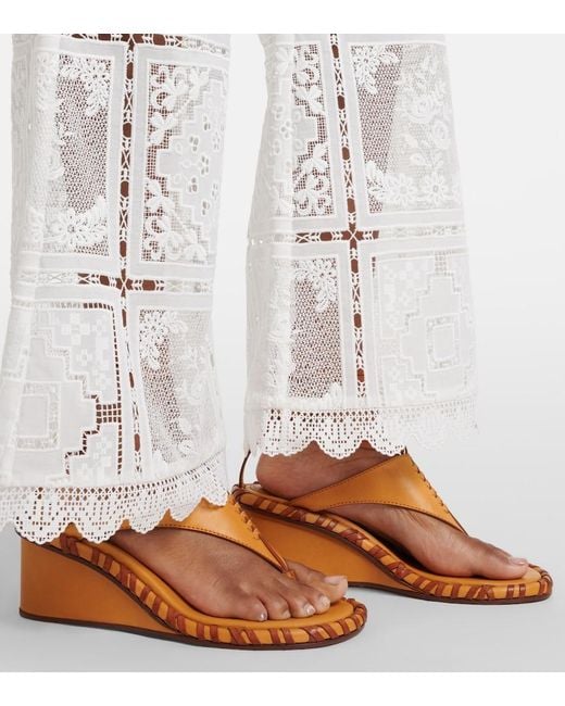 Zimmermann White Floral Lace Flared Pants