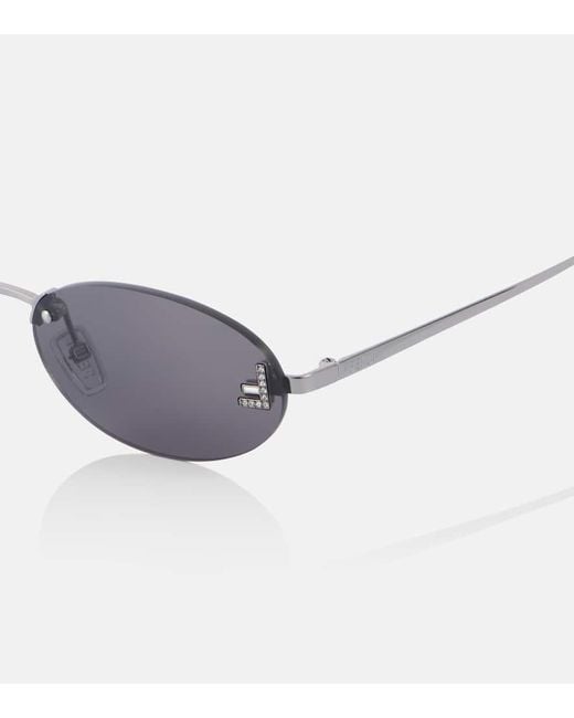 Fendi Gray Ovale Sonnenbrille First Crystal