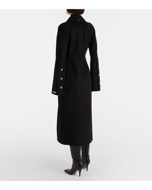 Sportmax Black Peplum Virgin Wool Coat