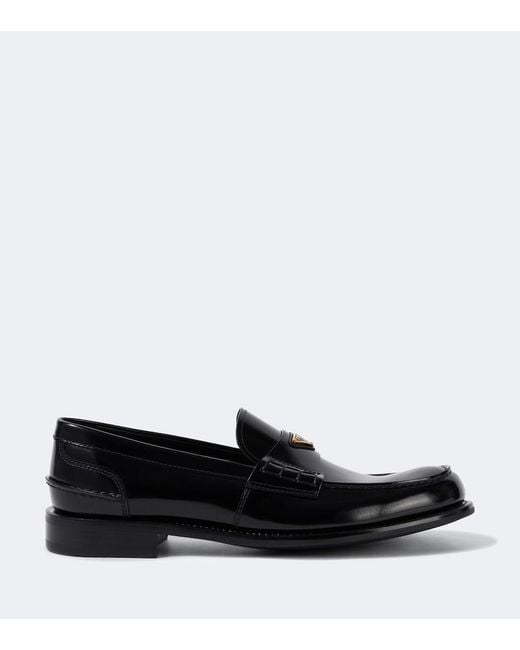 Prada Black Logo Leather Loafers for men