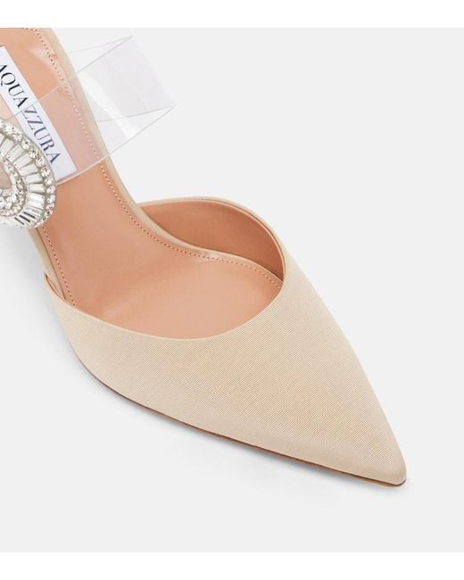Aquazzura White Crystal Hoop Embellished Pvc Mules