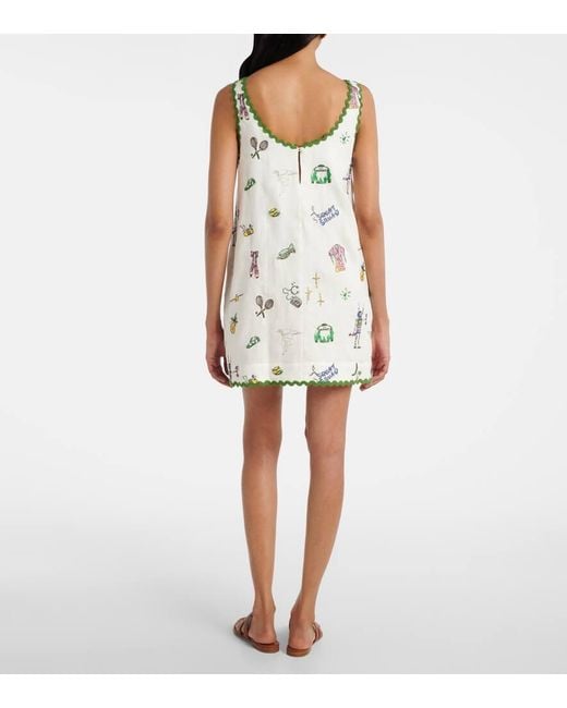 ALÉMAIS White Besticktes Minikleid Play Aus Leinen