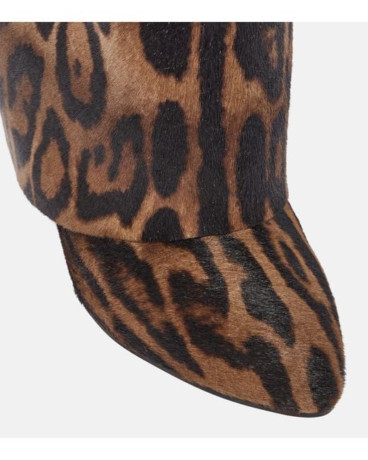 Shark Calf Hair Knee-high Boots in Brown | Lyst