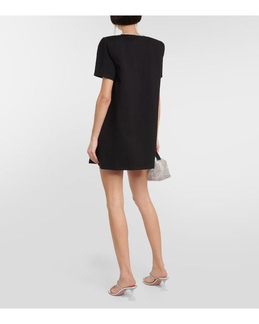 Area Black Crystal Bow Jersey T-Shirt Dress