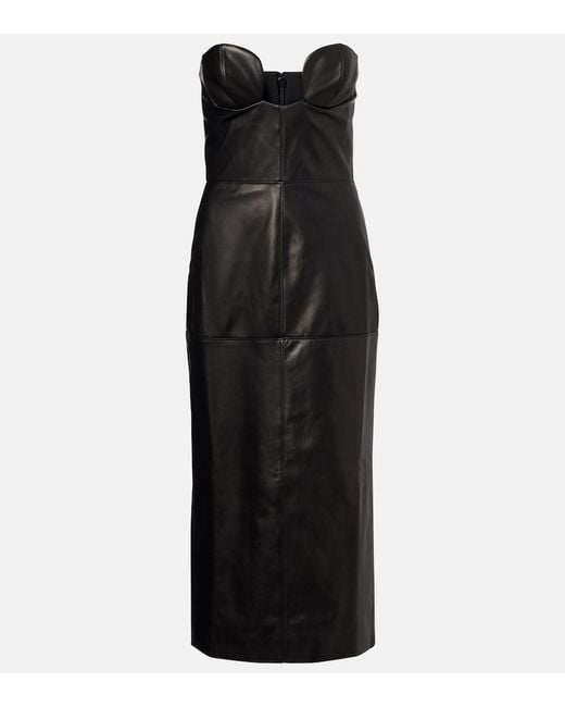 Nensi Dojaka Black Leather Corset Dress