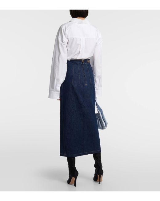 Patou Blue Midi Denim Skirt
