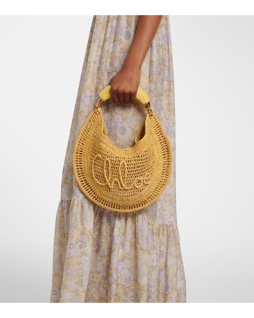 Chloé Yellow Summer Banana Raffia Shoulder Bag