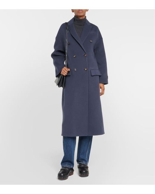 Manteau En Cachemire Mélangé À Boutonnière Croisée Brunello Cucinelli en coloris Blue