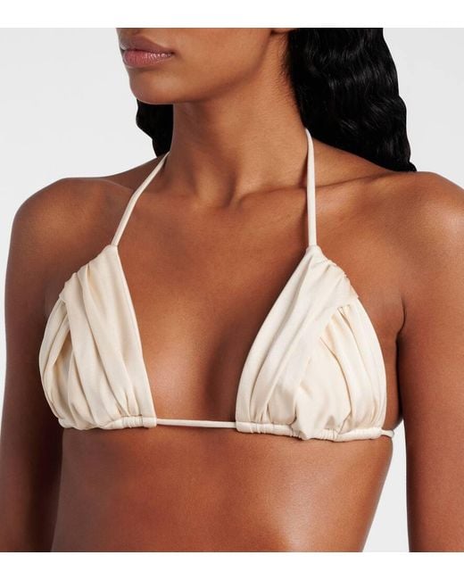 Bananhot White Jasmin Ruched Triangle Bikini Top