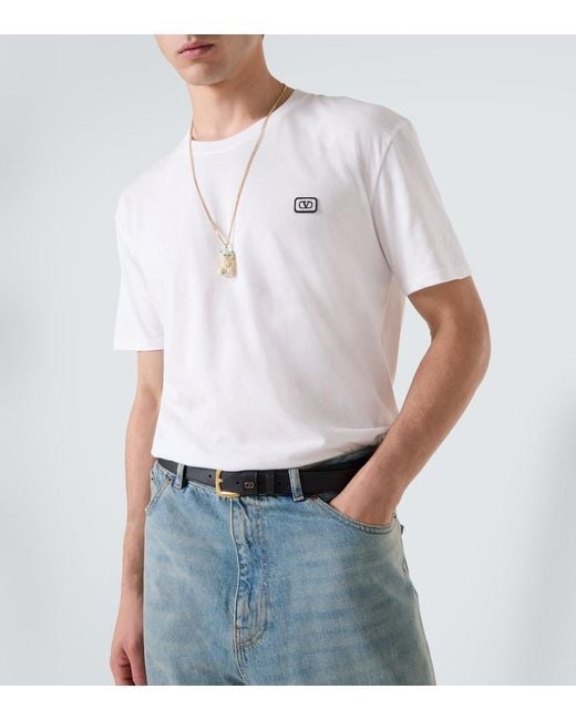 Valentino White Vlogo Cotton Jersey T-Shirt for men