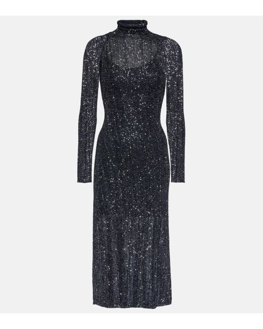 Alaïa Blue Sequined Midi Dress