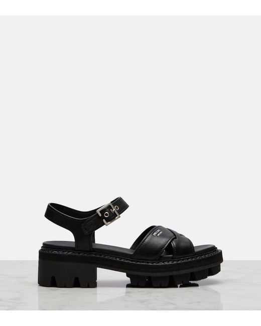 Prada Black Leather Sandals