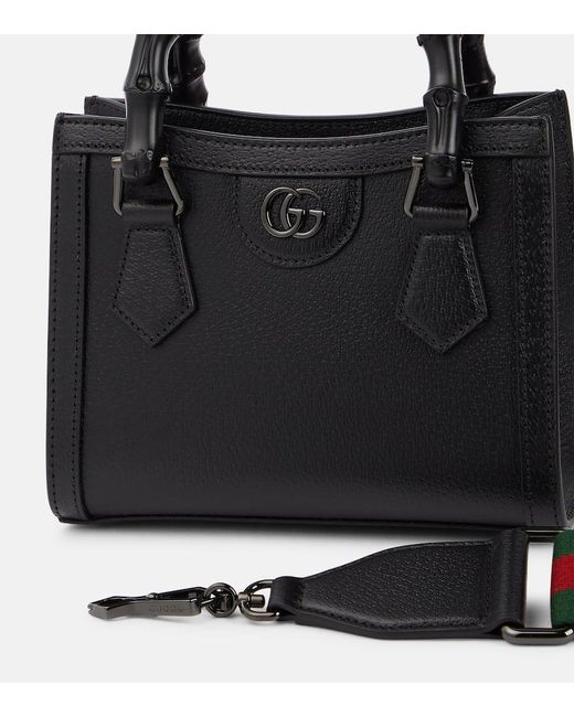 Gucci Black Diana Mini Textured-leather Tote