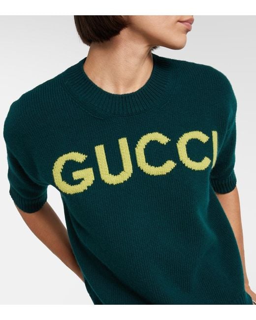 Gucci Green Pullover Aus Wolle