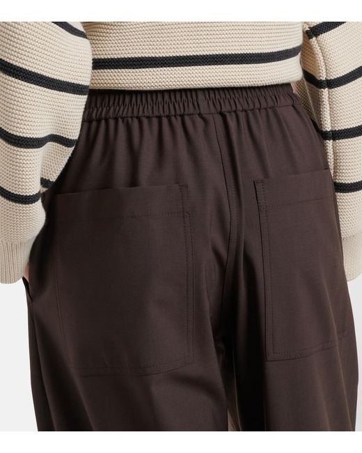Pantalon Ample En Laine Melangee Brunello Cucinelli en coloris Brown