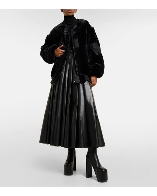 Junya Watanabe Black Oversized Faux Fur Bomber Jacket
