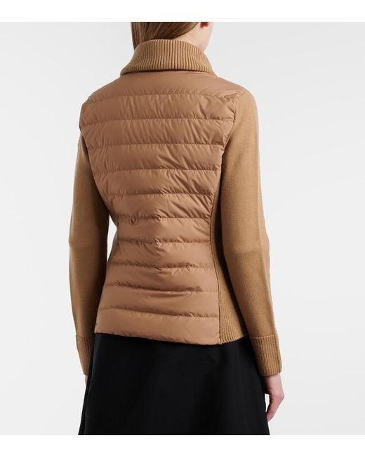 Moncler Brown Down-Paneled Wool Cardigan