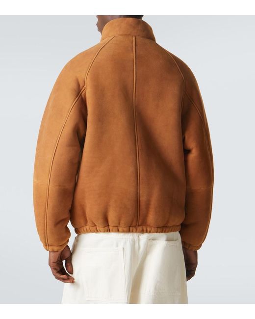 A.PRESSE Brown Shearling-Lined Suede Jacket for men