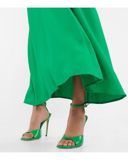 Victoria Beckham Green V-Neck Crepe Midi Dress