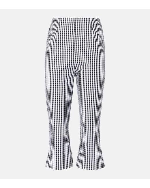 Faithfull The Brand Blue Gingham Cotton Poplin Capri Pants