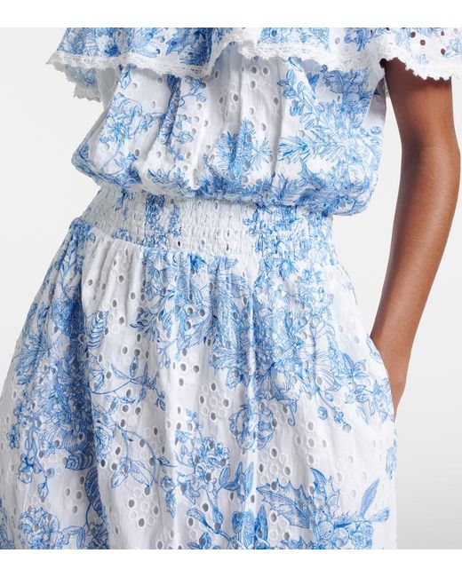 Melissa Odabash Blue Larna Printed Cotton Midi Dress