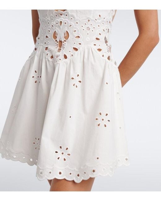 retroféte White Broderie Anglaise Cotton-Blend Minidress