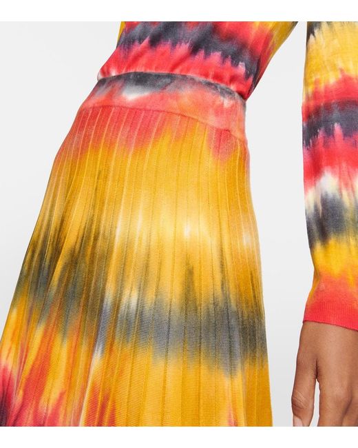 Gabriela Hearst Red Ella Tie-Dye Cashmere And Silk Maxi Skirt