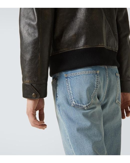The Row Gray Edrice Leather Jacket for men