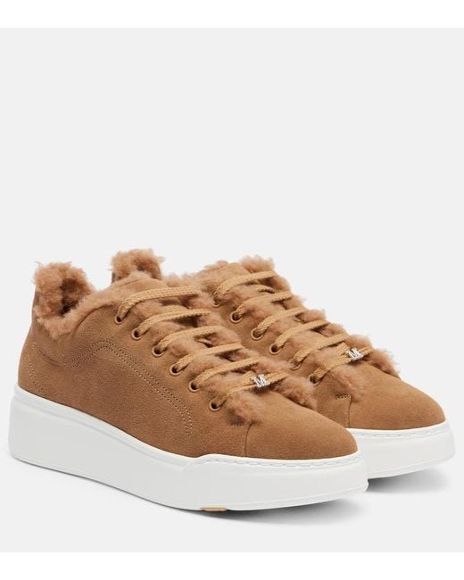 Max Mara Brown Tmaxi Suede Platform Sneakers