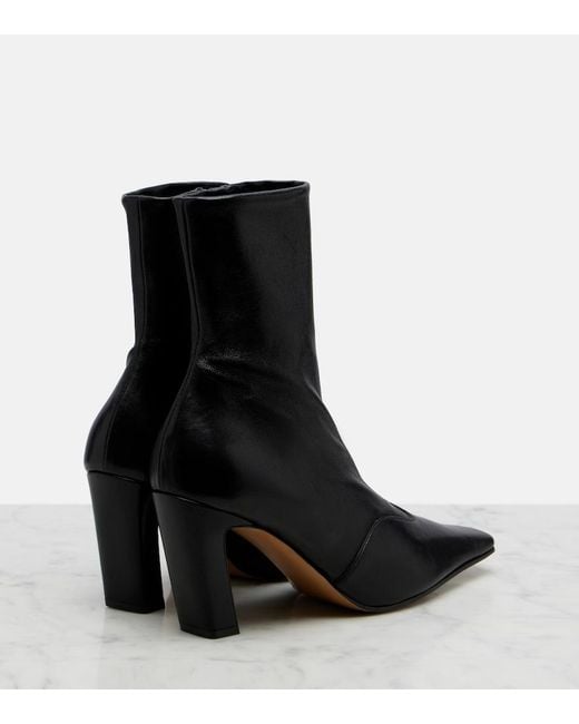 Khaite Black Nevada Leather Ankle Boots