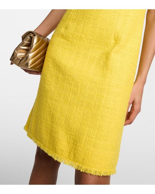 Vestido midi de tweed con logo Dolce & Gabbana de color Yellow