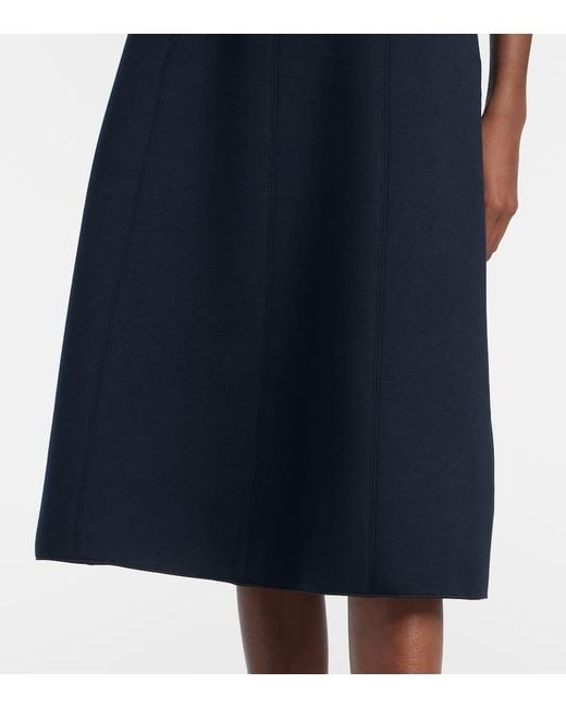 Max Mara Blue Abaco Pleated Jersey Midi Skirt