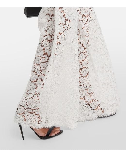 Pantalones anchos de encaje de tiro alto Dolce & Gabbana de color White